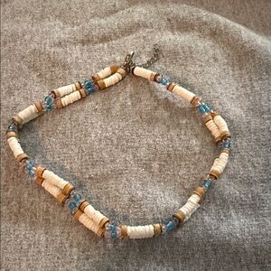 Blue and Cream shell Beaded Necklace